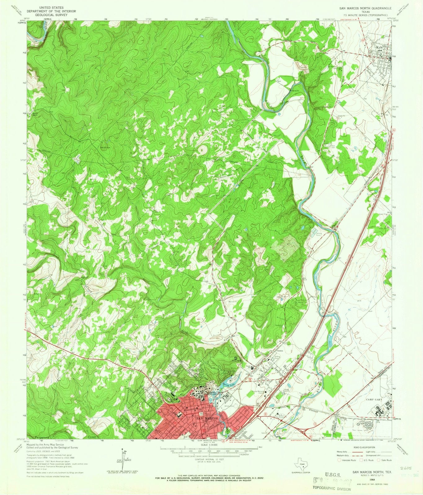 1964 San Marcos North, TX - Texas - USGS Topographic Map