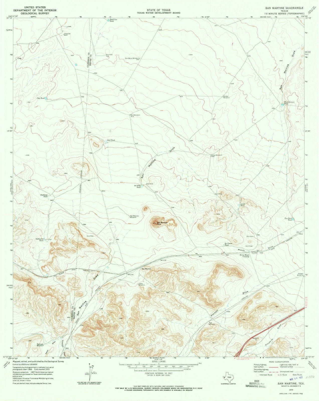 1970 San Martine, TX - Texas - USGS Topographic Map