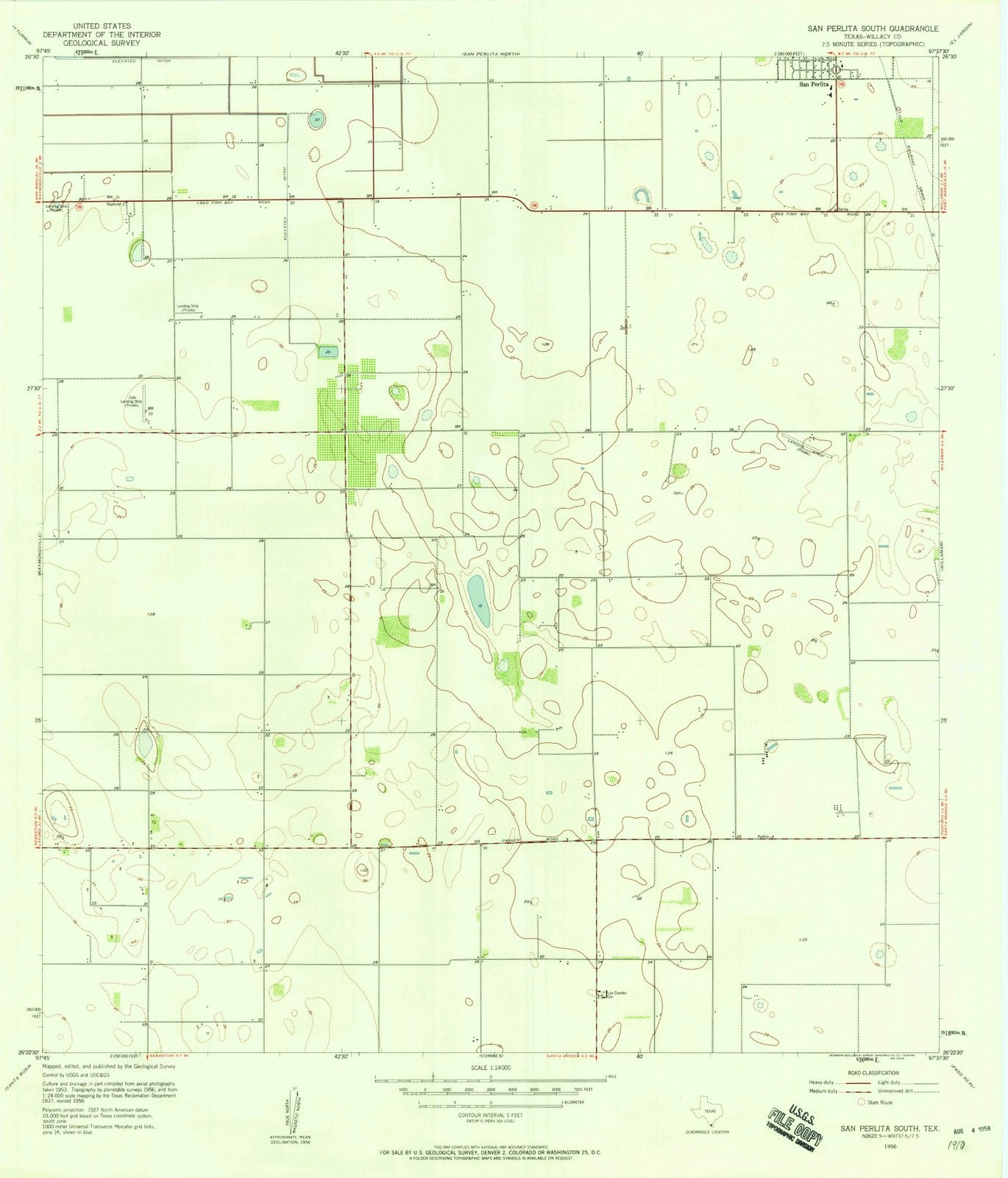 1956 San Perlita South, TX - Texas - USGS Topographic Map