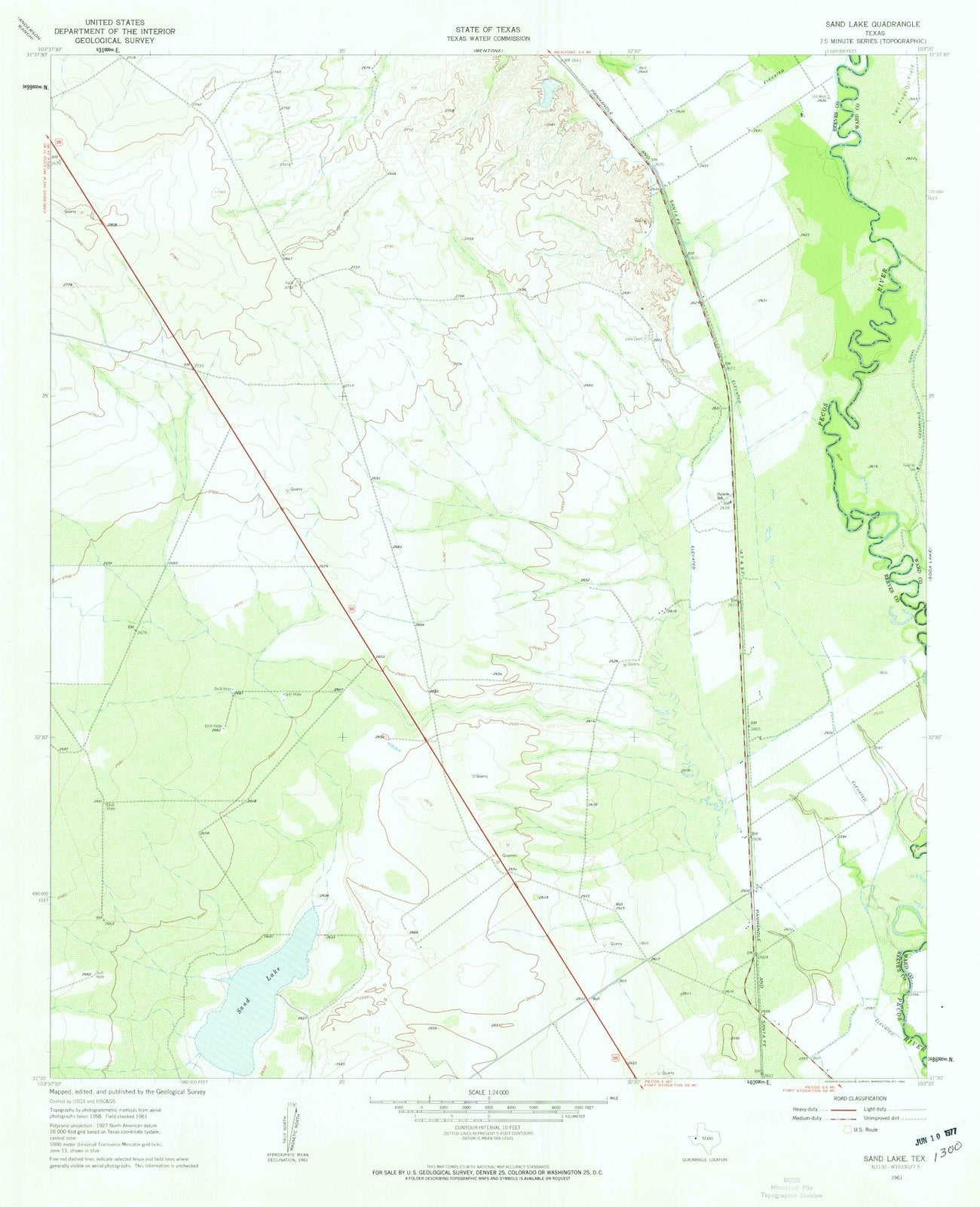 1961 Sand Lake, TX - Texas - USGS Topographic Map