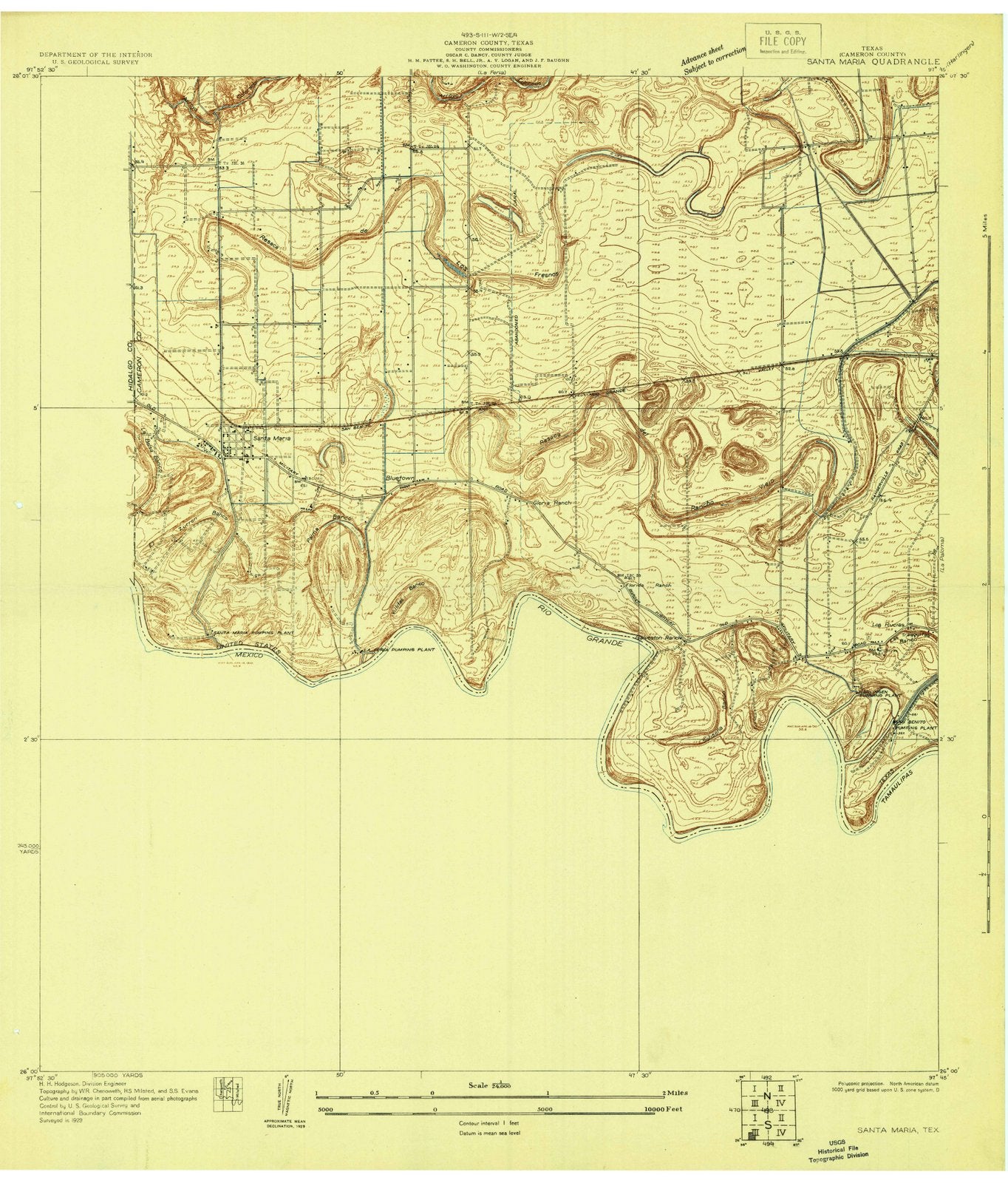 1929 Santa Maria, TX - Texas - USGS Topographic Map