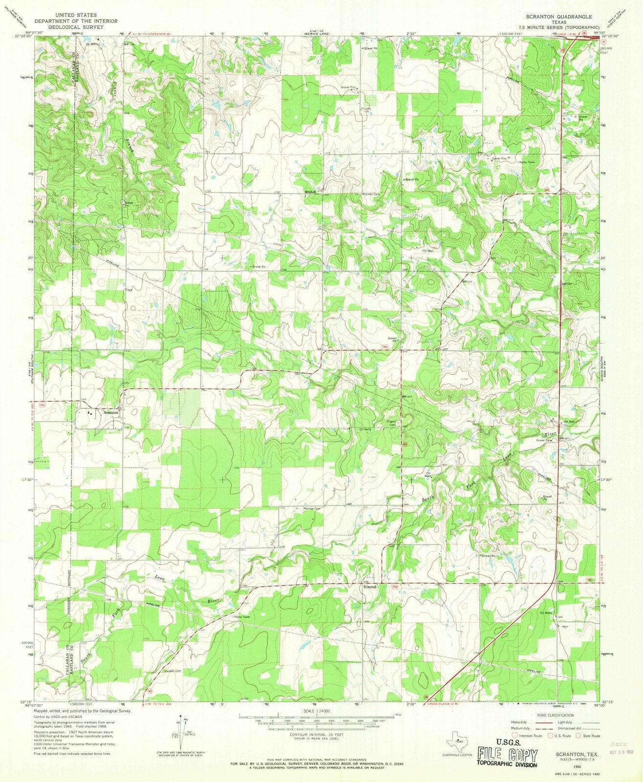 1966 Scranton, TX - Texas - USGS Topographic Map