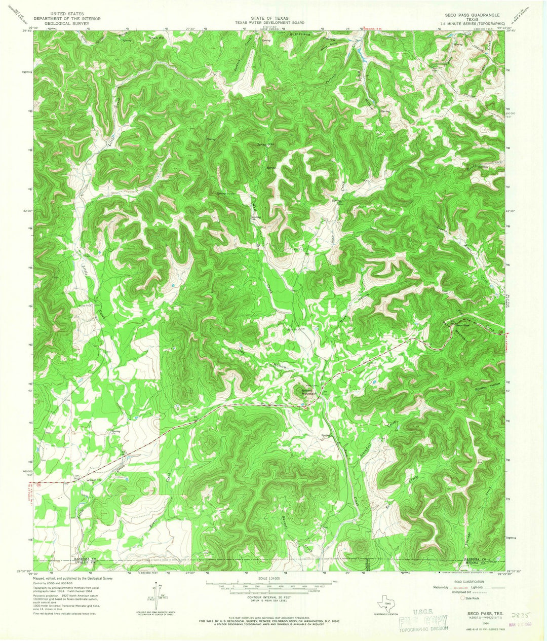 1964 Seco Pass, TX - Texas - USGS Topographic Map
