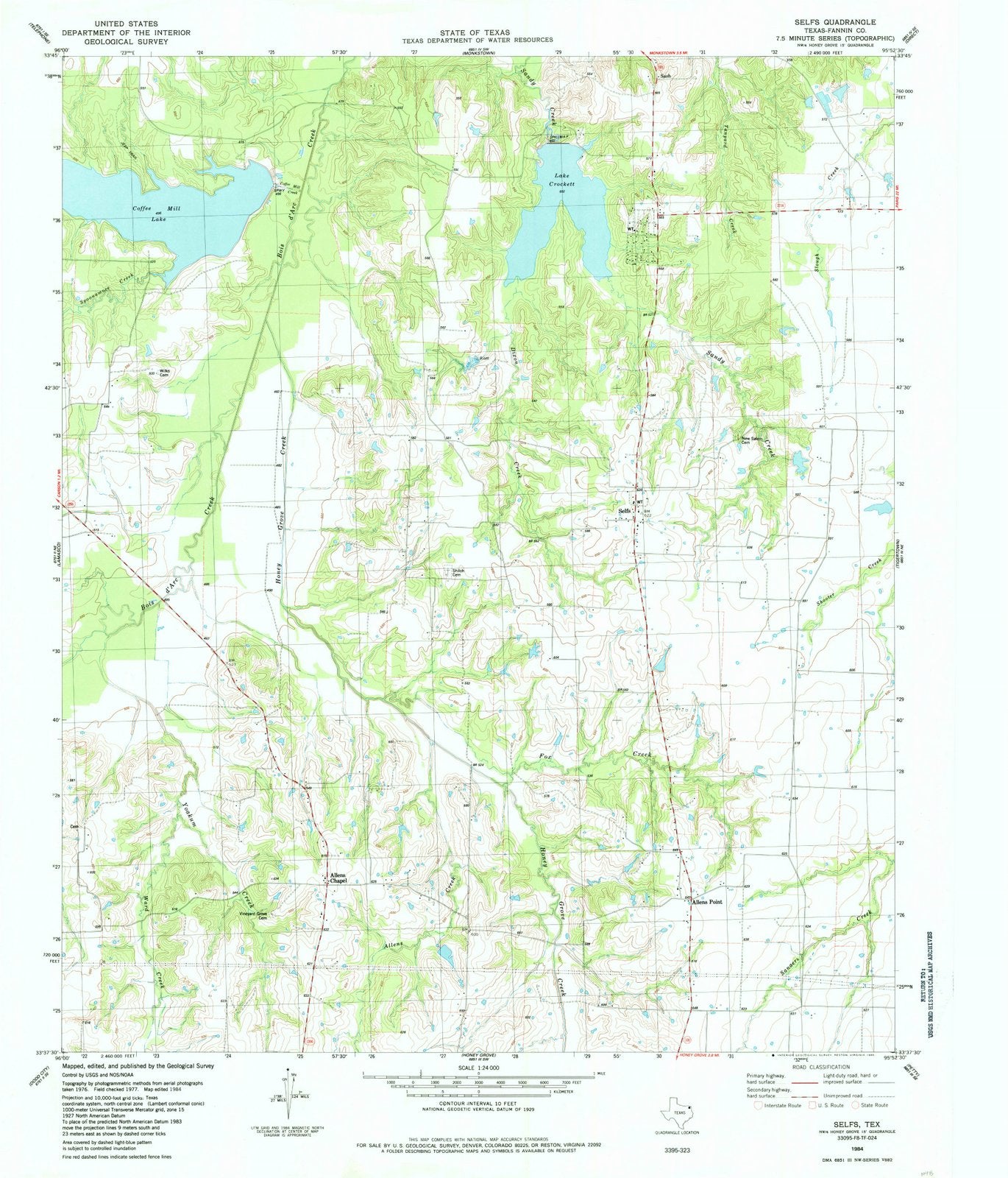 1984 Selfs, TX - Texas - USGS Topographic Map