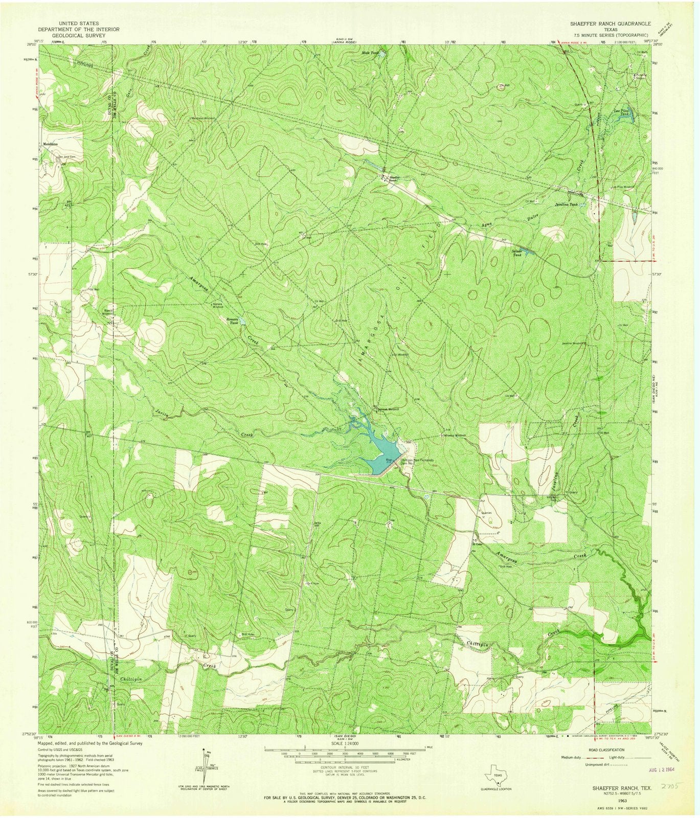 1963 Shaeffer Ranch, TX - Texas - USGS Topographic Map