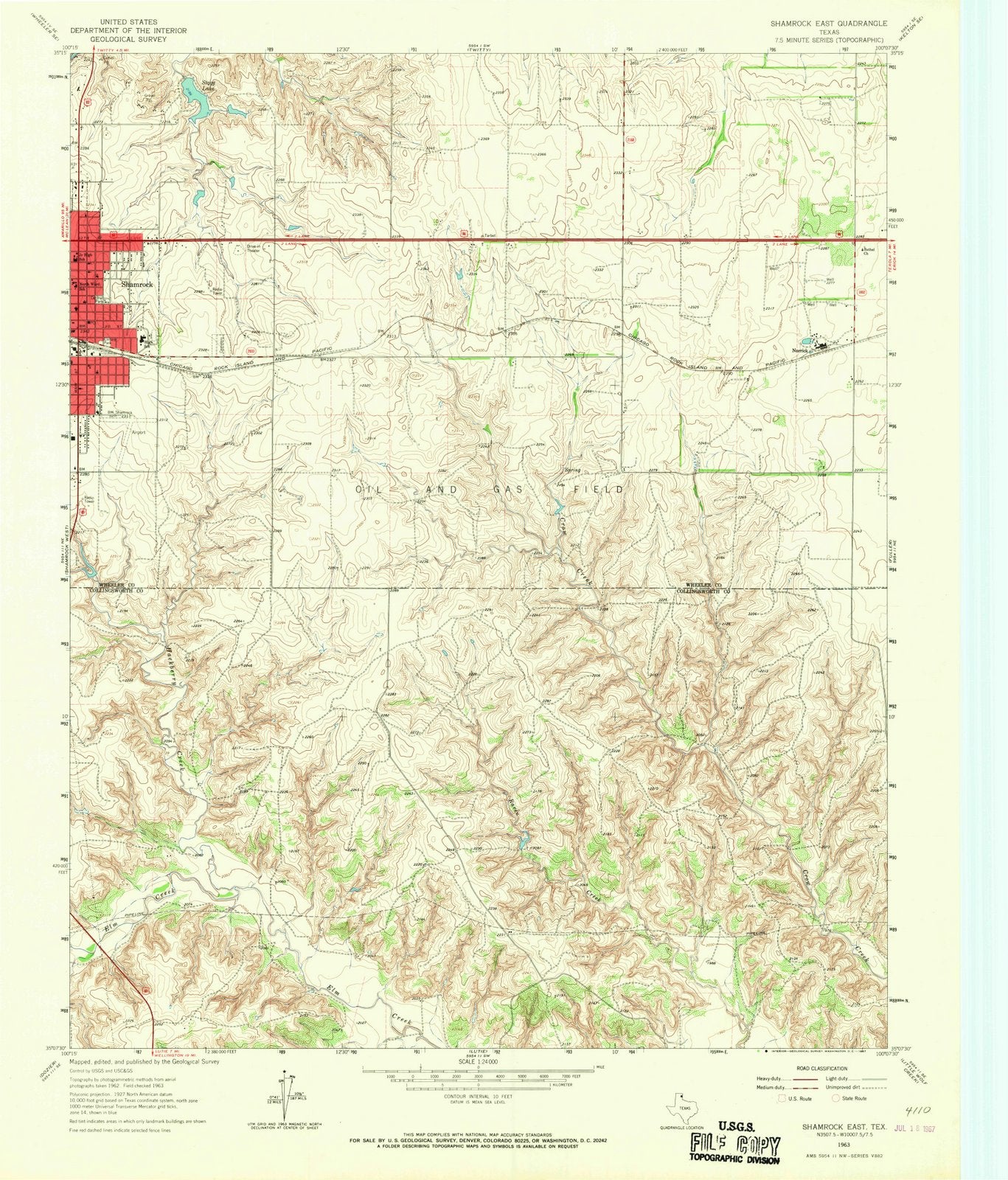 1963 Shamrock East, TX - Texas - USGS Topographic Map
