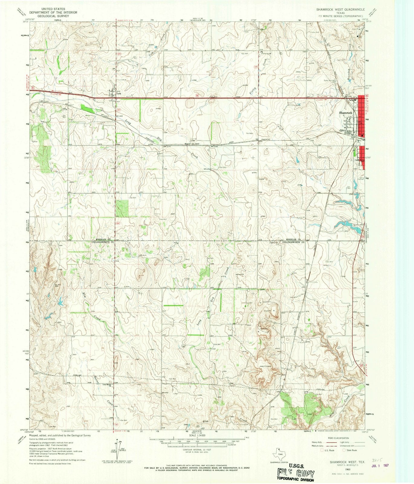 1963 Shamrock West, TX - Texas - USGS Topographic Map