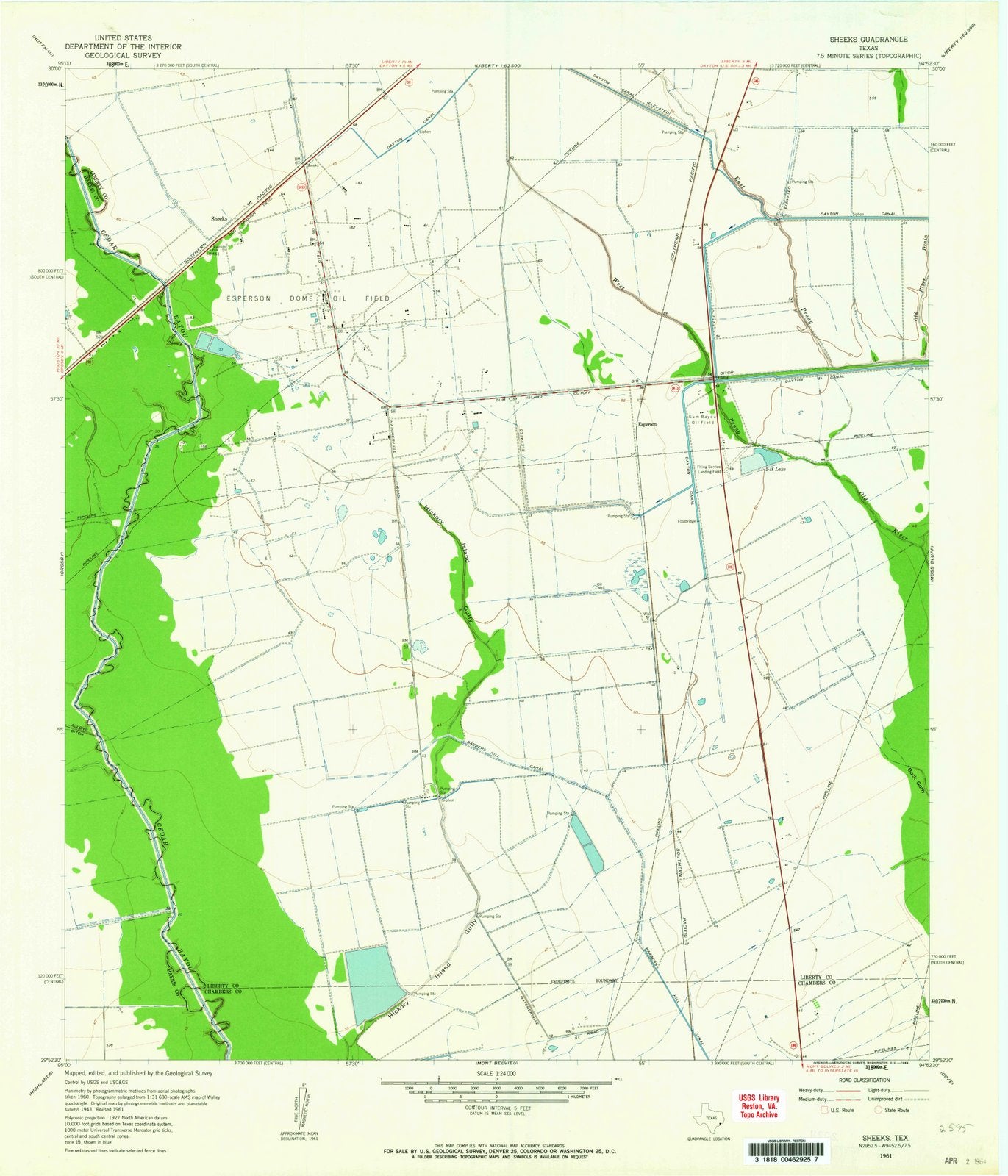 1961 Sheeks, TX - Texas - USGS Topographic Map