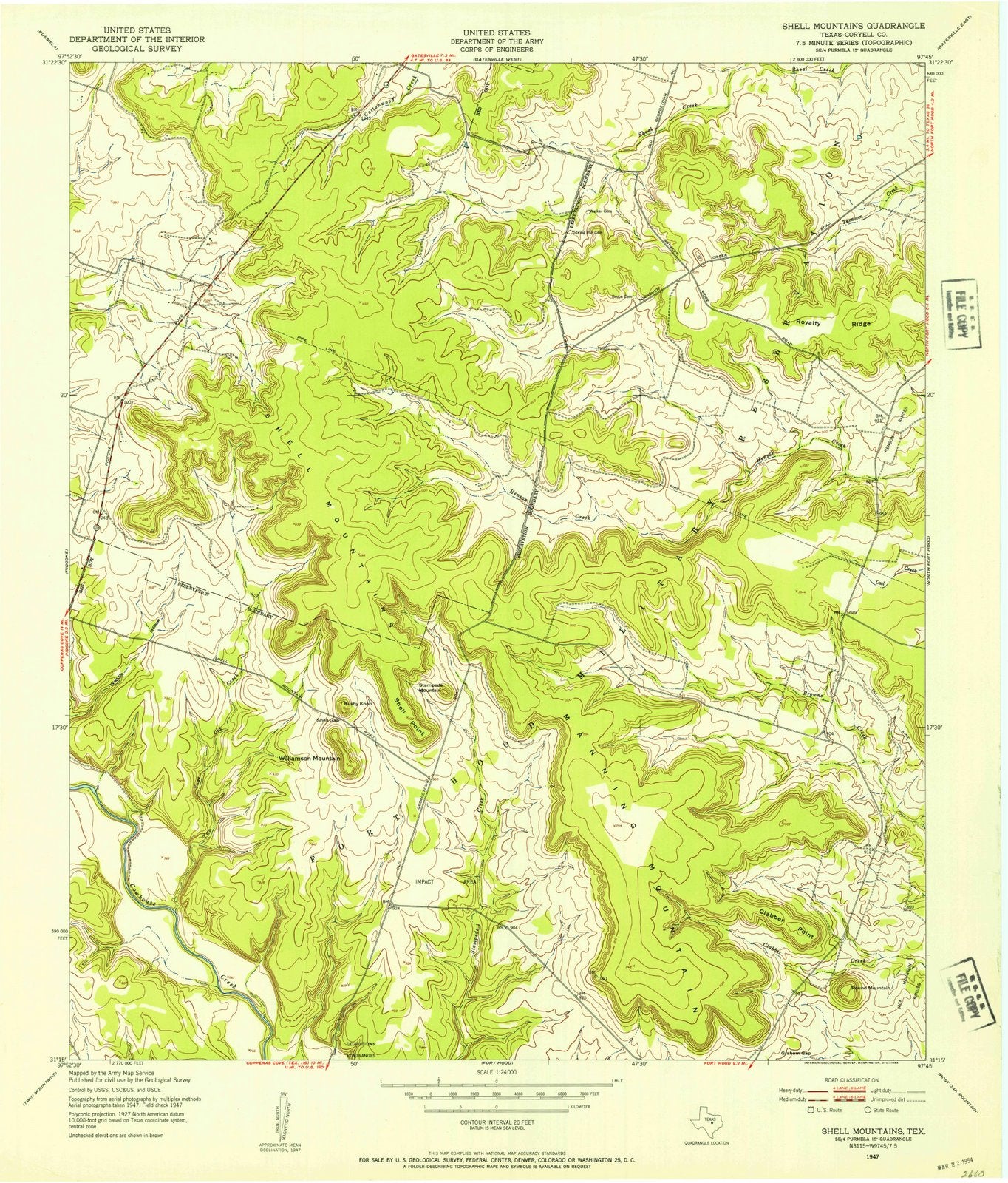 1947 Shell Mountains, TX - Texas - USGS Topographic Map