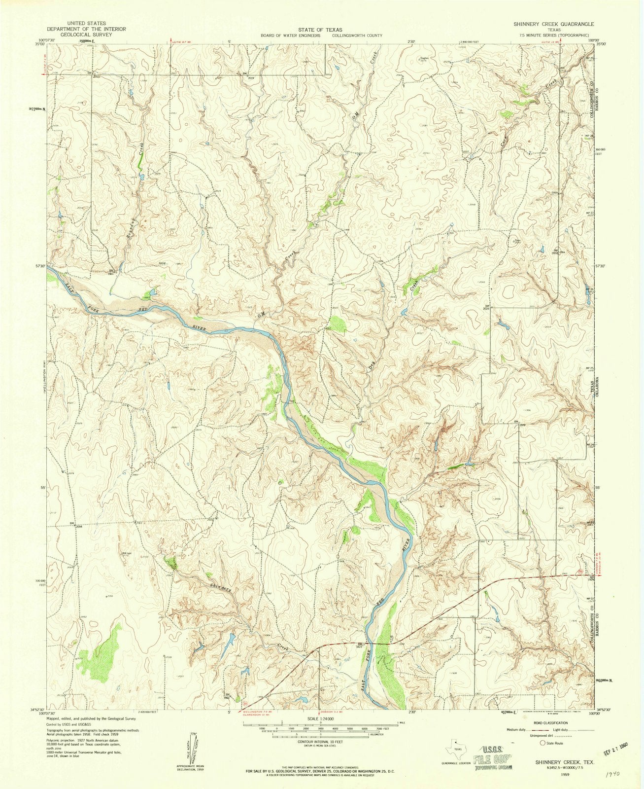 1959 Shinnery Creek, TX - Texas - USGS Topographic Map