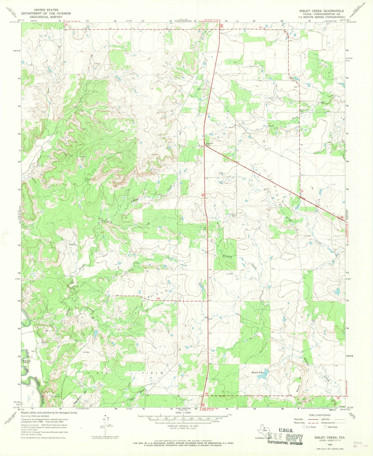 1966 Sibley Creek, TX - Texas - USGS Topographic Map