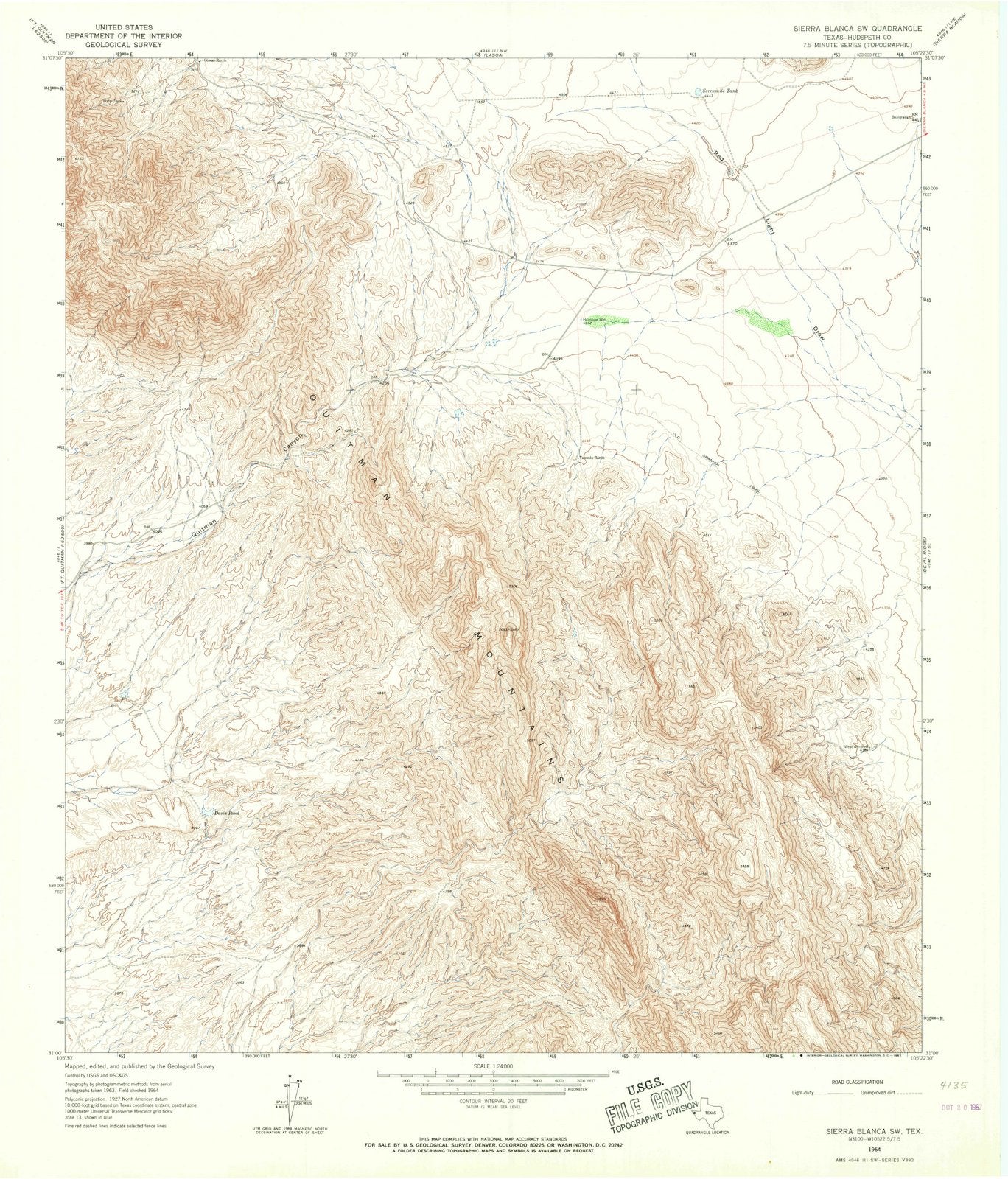 1964 Sierra Blanca, TX - Texas - USGS Topographic Map