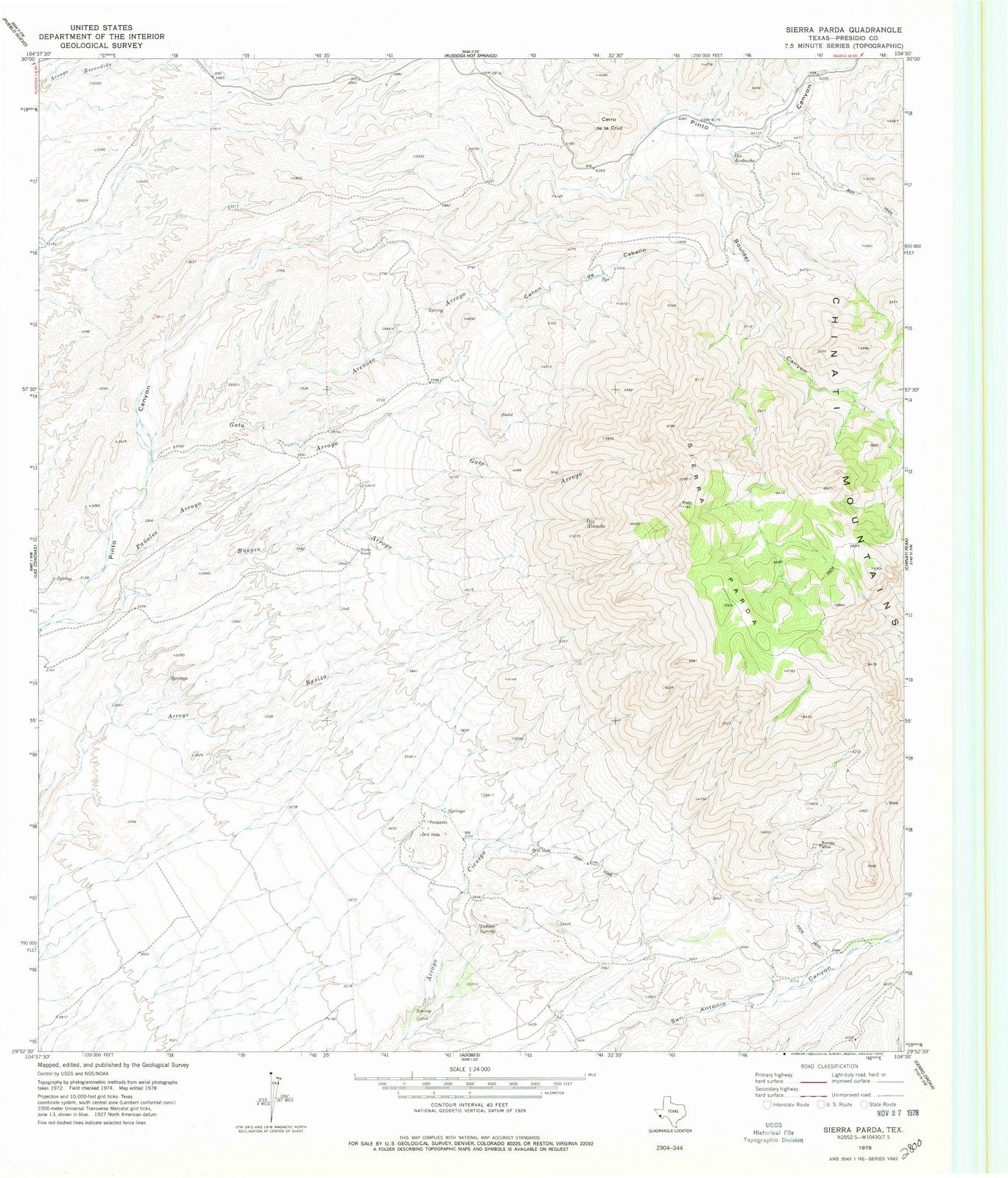 1978 Sierra Parda, TX - Texas - USGS Topographic Map