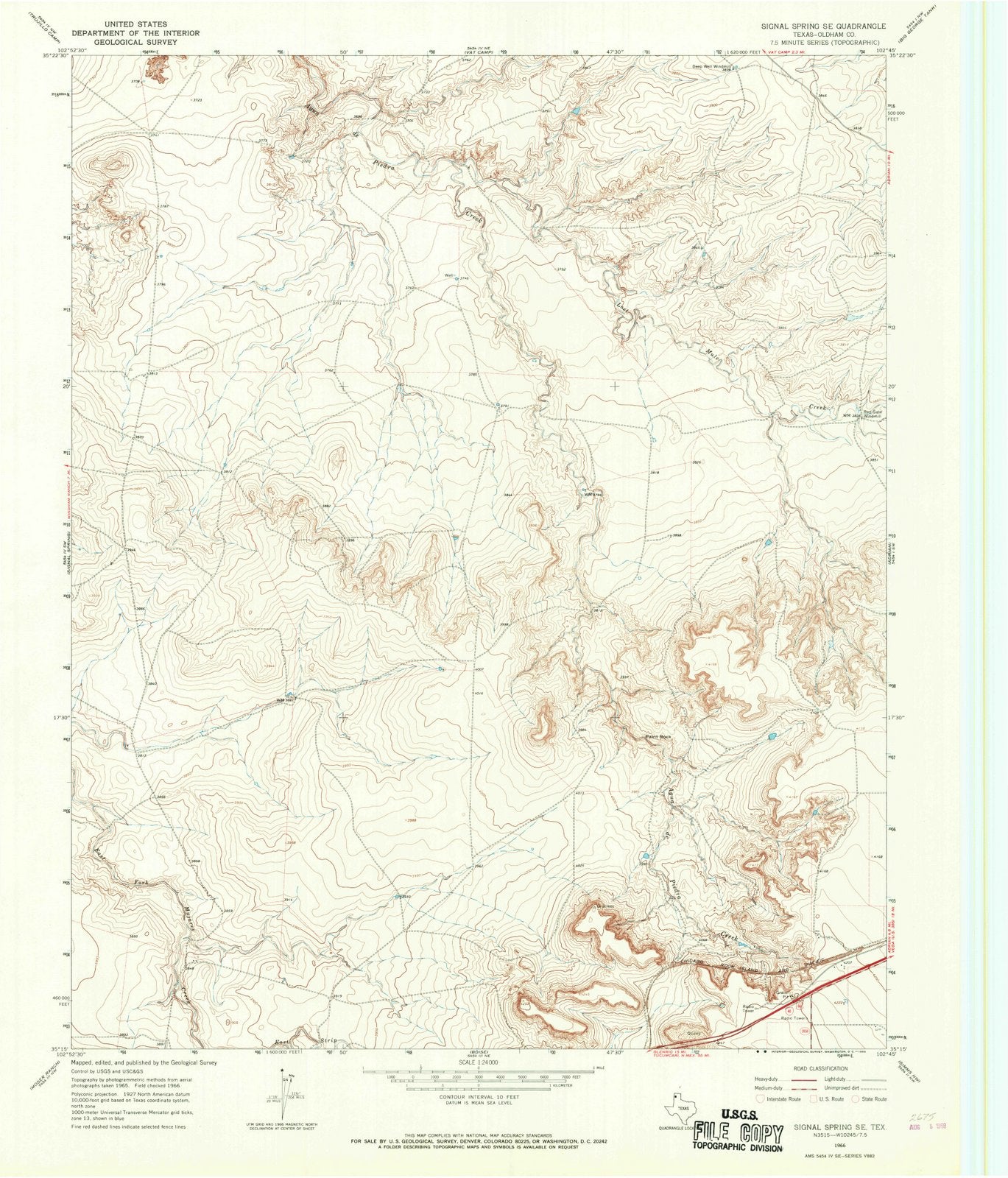1966 Signal Spring, TX - Texas - USGS Topographic Map