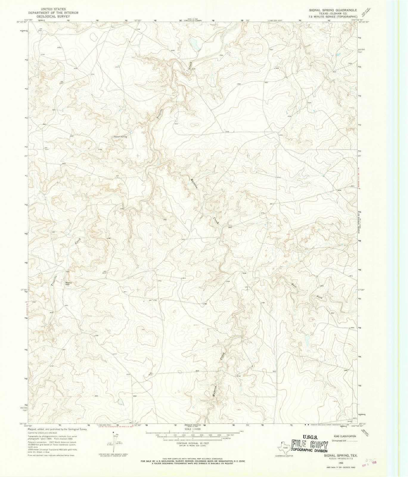 1966 Signal Spring, TX - Texas - USGS Topographic Map v2