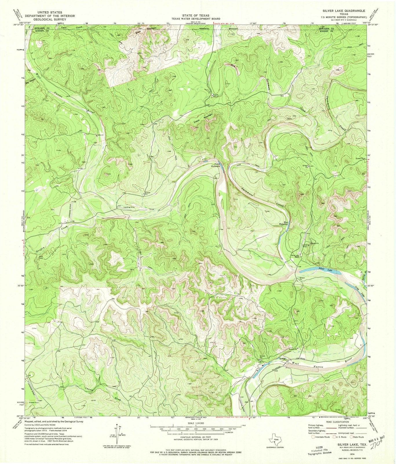 1974 Silver Lake, TX - Texas - USGS Topographic Map