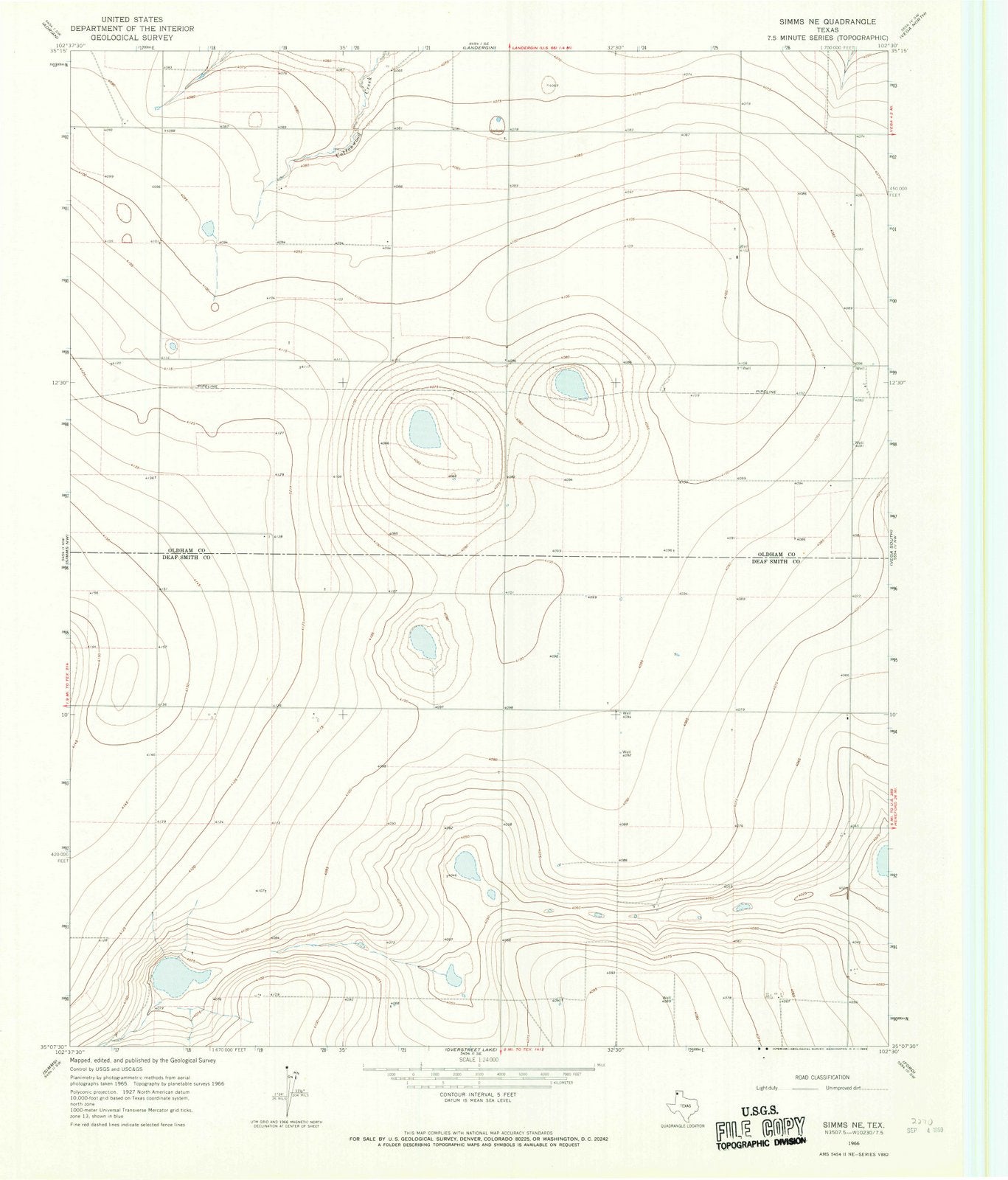 1966 Simms, TX - Texas - USGS Topographic Map