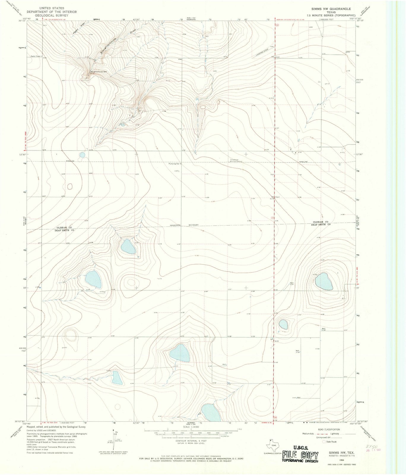 1966 Simms, TX - Texas - USGS Topographic Map v2