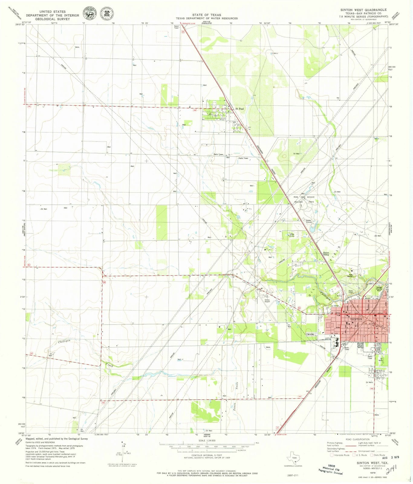 1979 Sinton West, TX - Texas - USGS Topographic Map