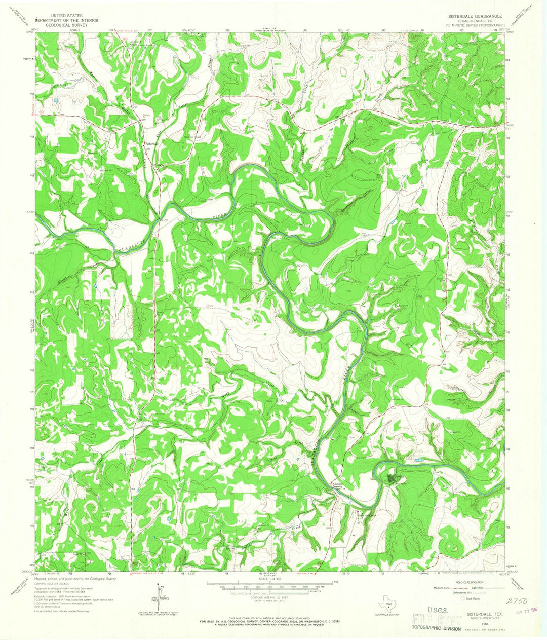 1964 Sisterdale, TX - Texas - USGS Topographic Map