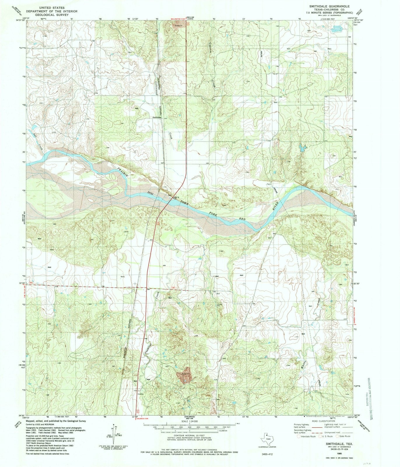 1985 Smithdale, TX - Texas - USGS Topographic Map