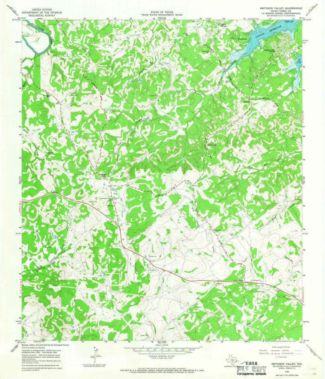 1964 Smithson Valley, TX - Texas - USGS Topographic Map
