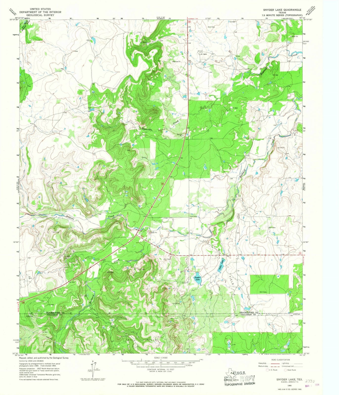 1965 Snyder, TX - Texas - USGS Topographic Map