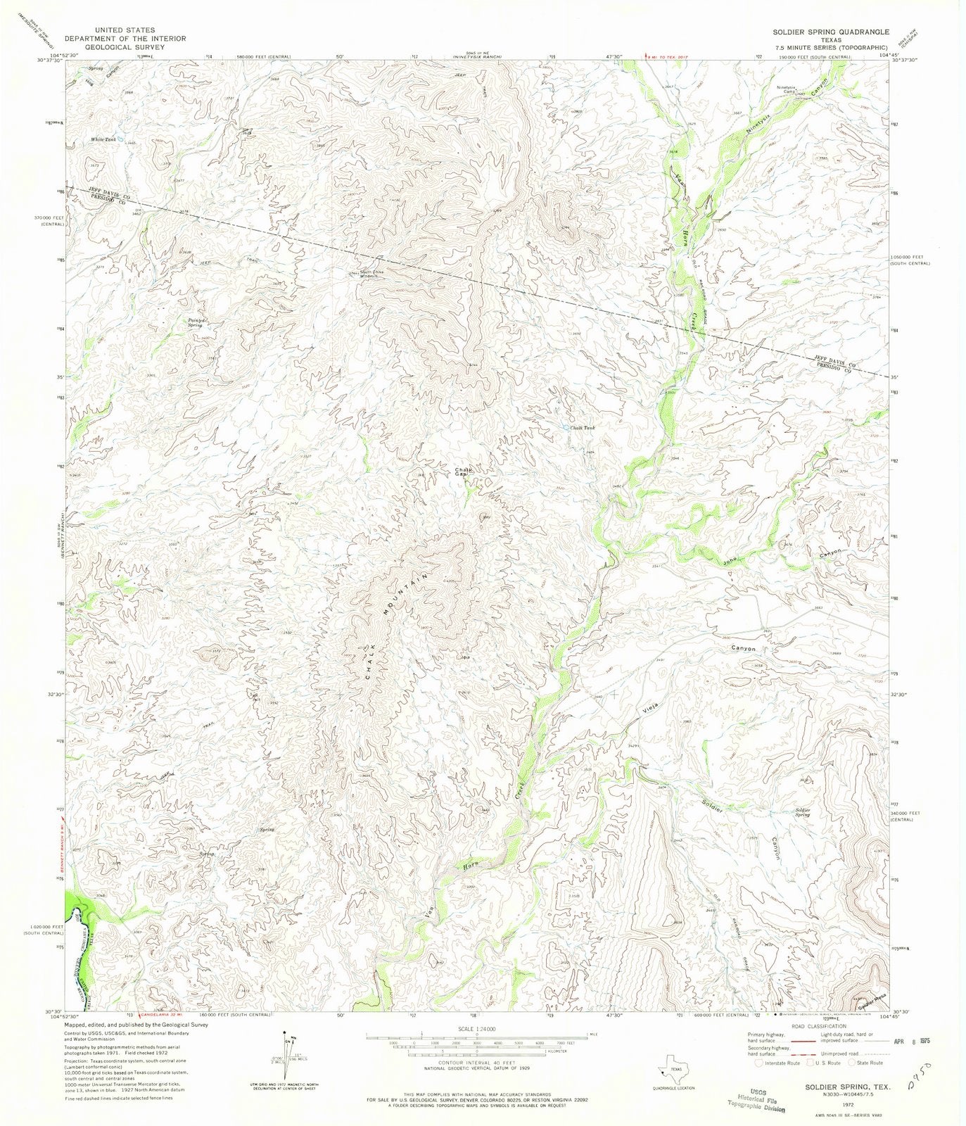 1972 Soldier Spring, TX - Texas - USGS Topographic Map