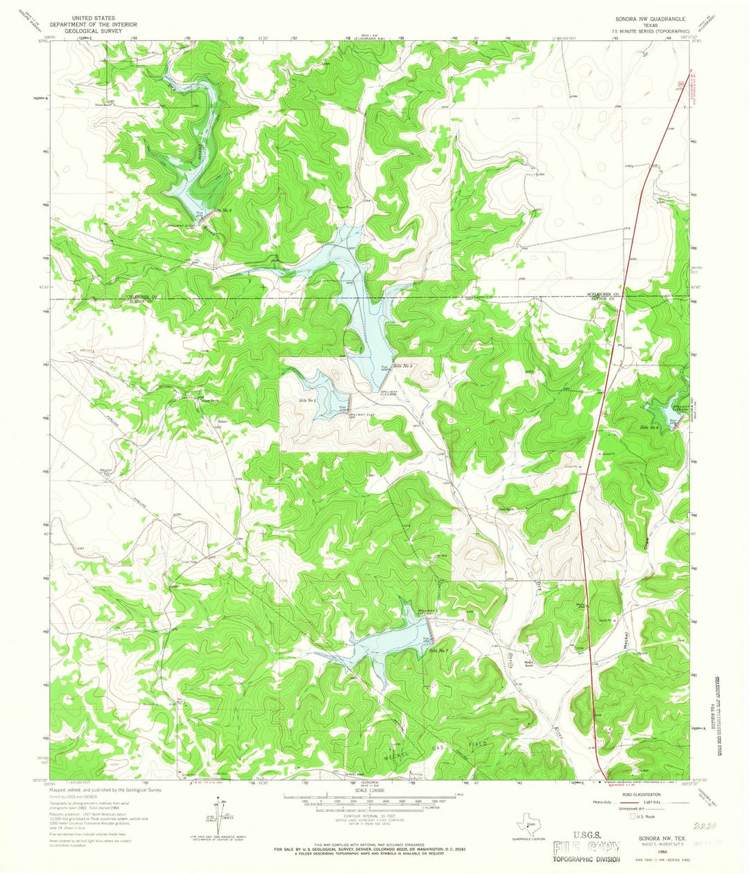 1964 Sonora, TX - Texas - USGS Topographic Map v2