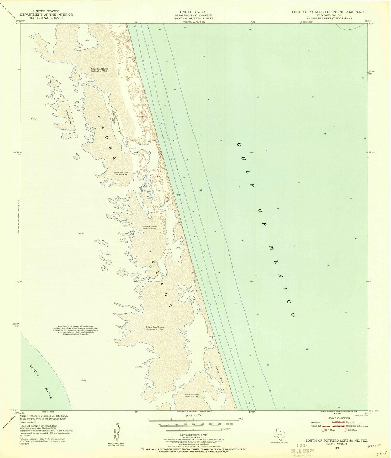 1951 South of Potrero Lopeno, TX - Texas - USGS Topographic Map