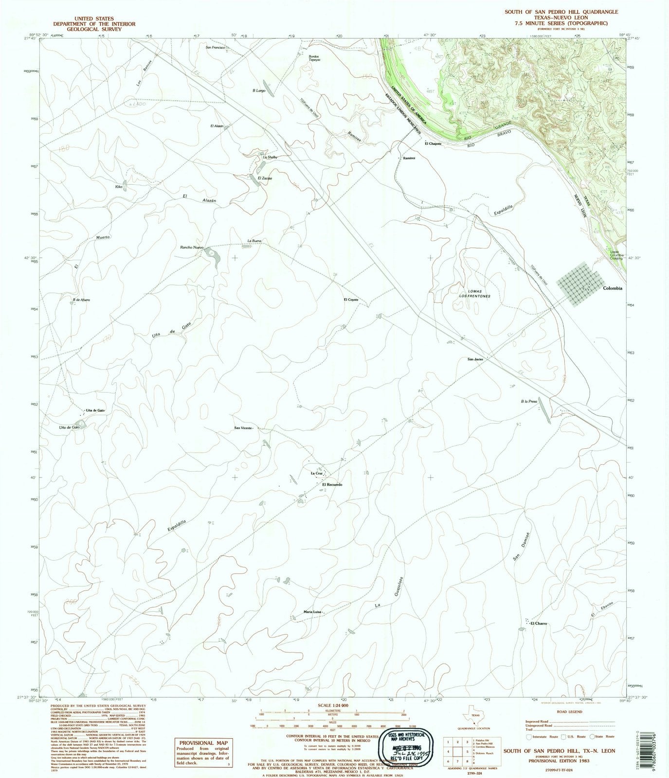 1983 South of San Pedro Hill, TX - Texas - USGS Topographic Map