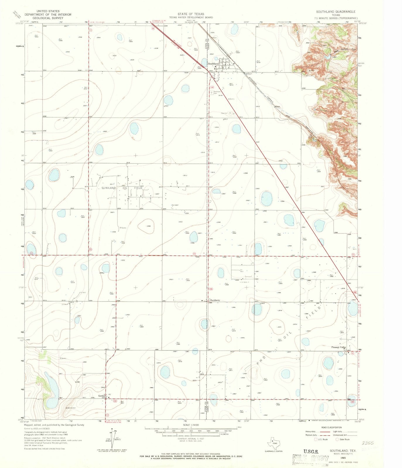 1965 Southland, TX - Texas - USGS Topographic Map