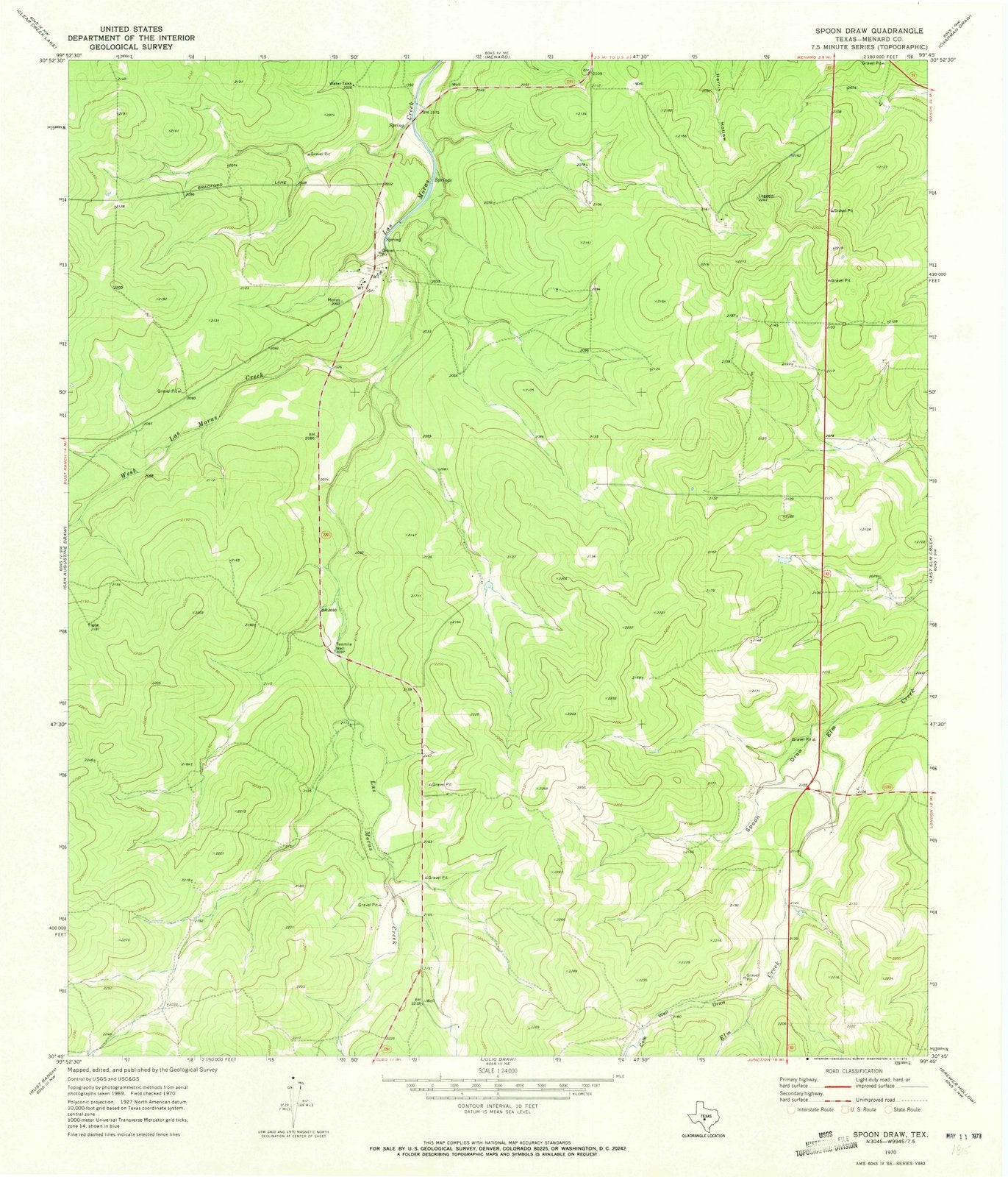 1970 Spoonraw, TX - Texas - USGS Topographic Map