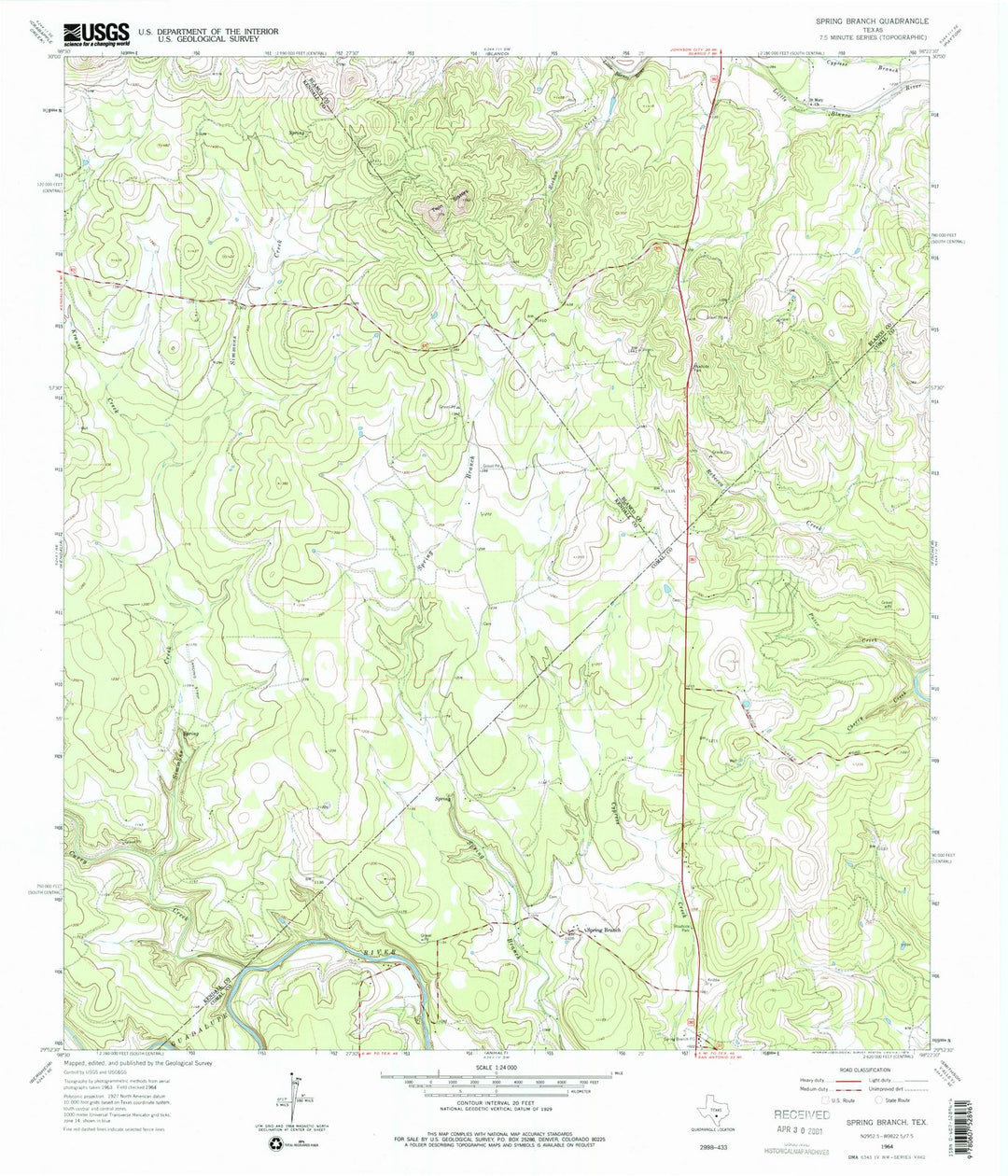 1964 Spring Branch, TX - Texas - USGS Topographic Map