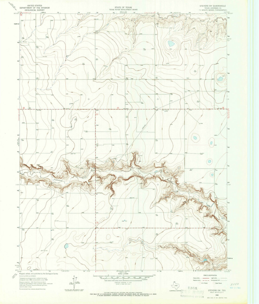 1964 Stevens, TX - Texas - USGS Topographic Map