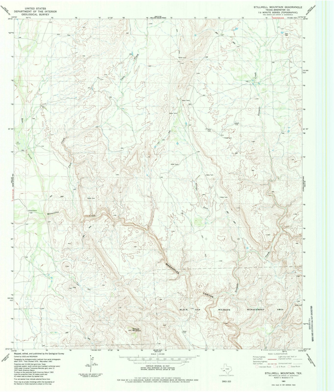 1983 Stillwell Mountain, TX - Texas - USGS Topographic Map