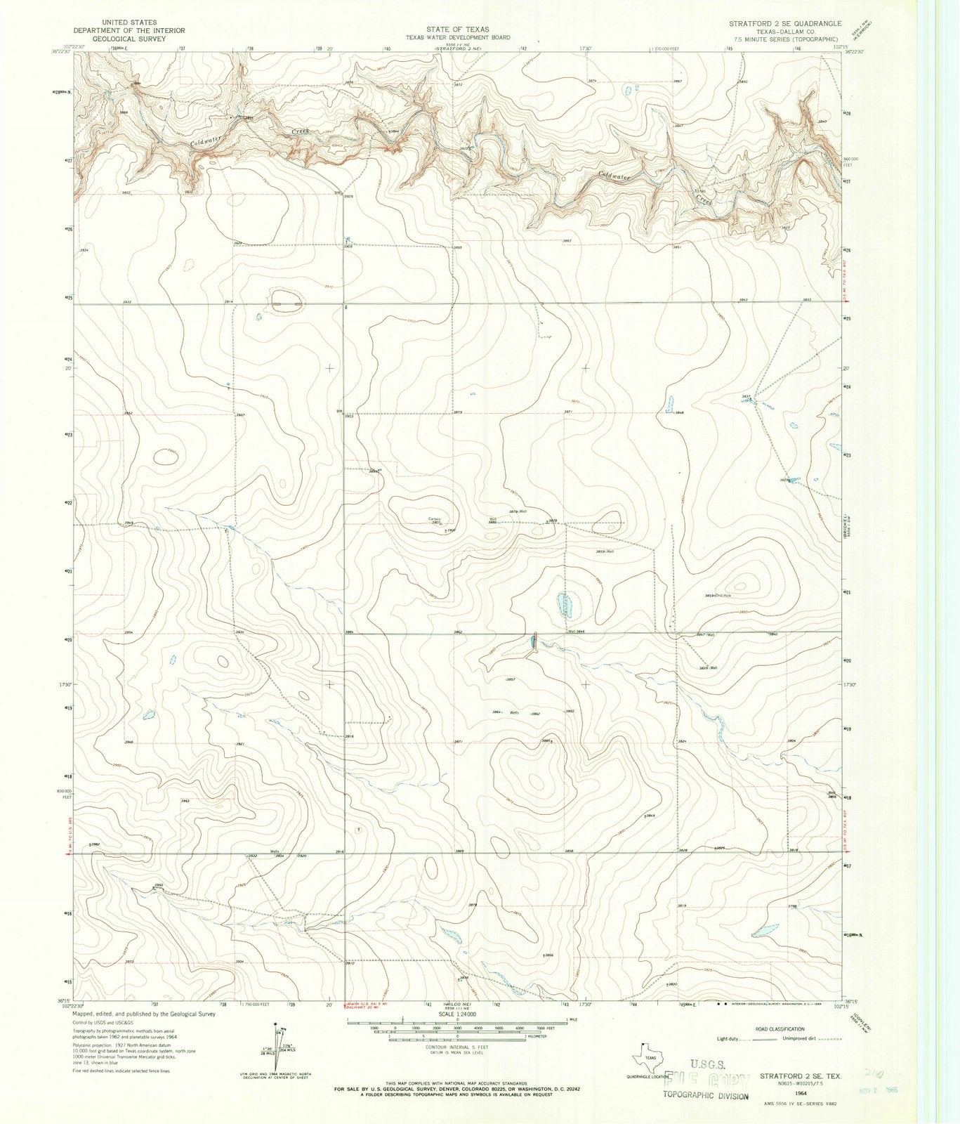 1964 Stratford 2, TX - Texas - USGS Topographic Map