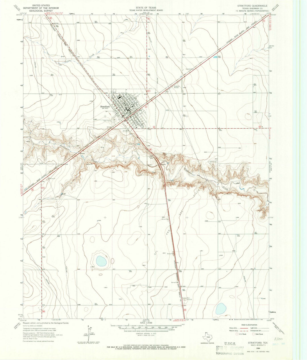 1964 Stratford, TX - Texas - USGS Topographic Map