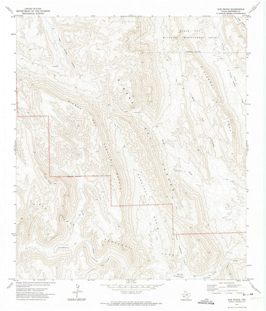 1971 Sue Peaks, TX - Texas - USGS Topographic Map