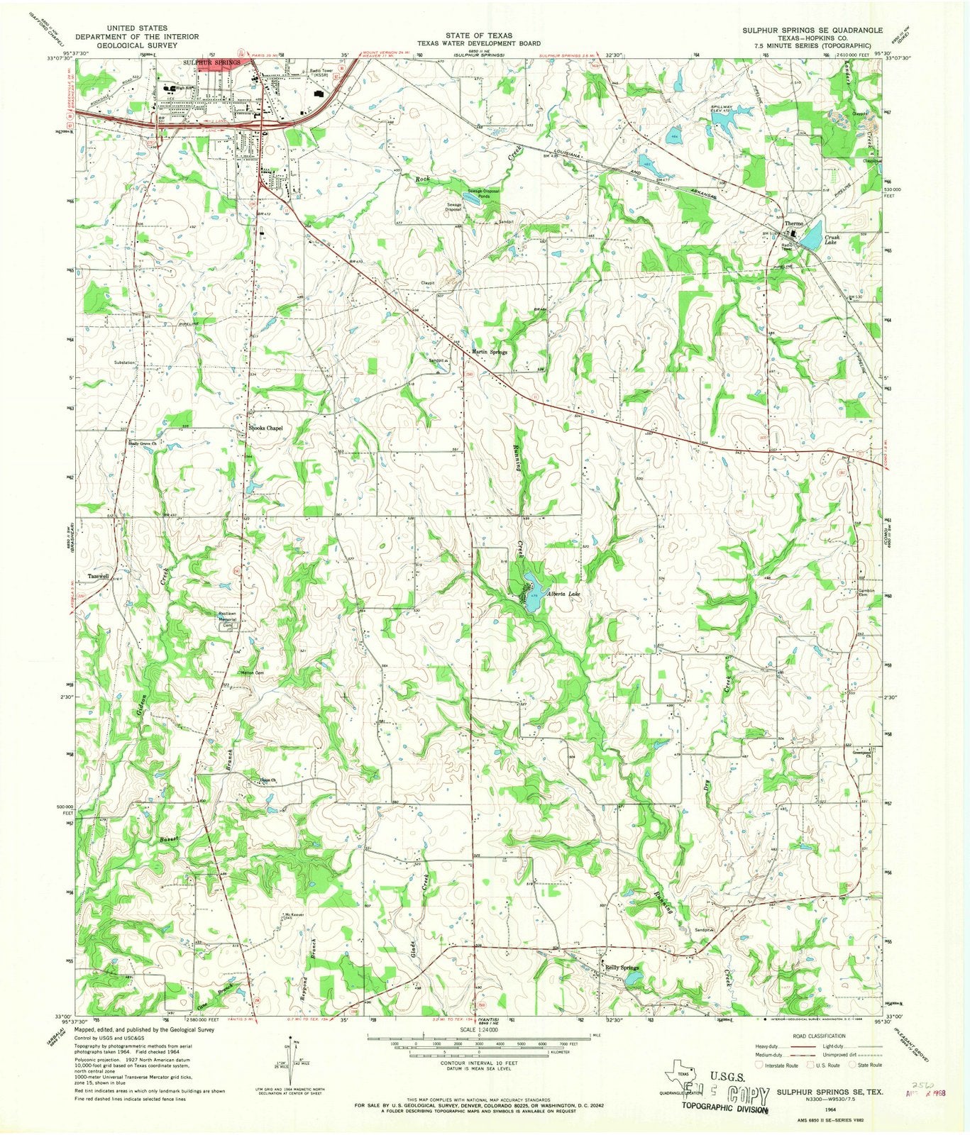 1964 Sulphur Springs, TX - Texas - USGS Topographic Map