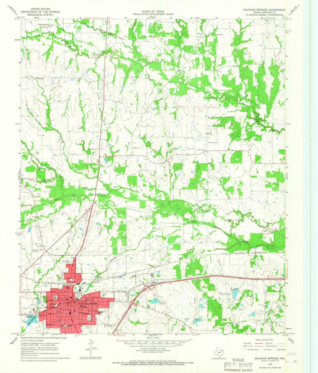 1964 Sulphur Springs, TX - Texas - USGS Topographic Map v2