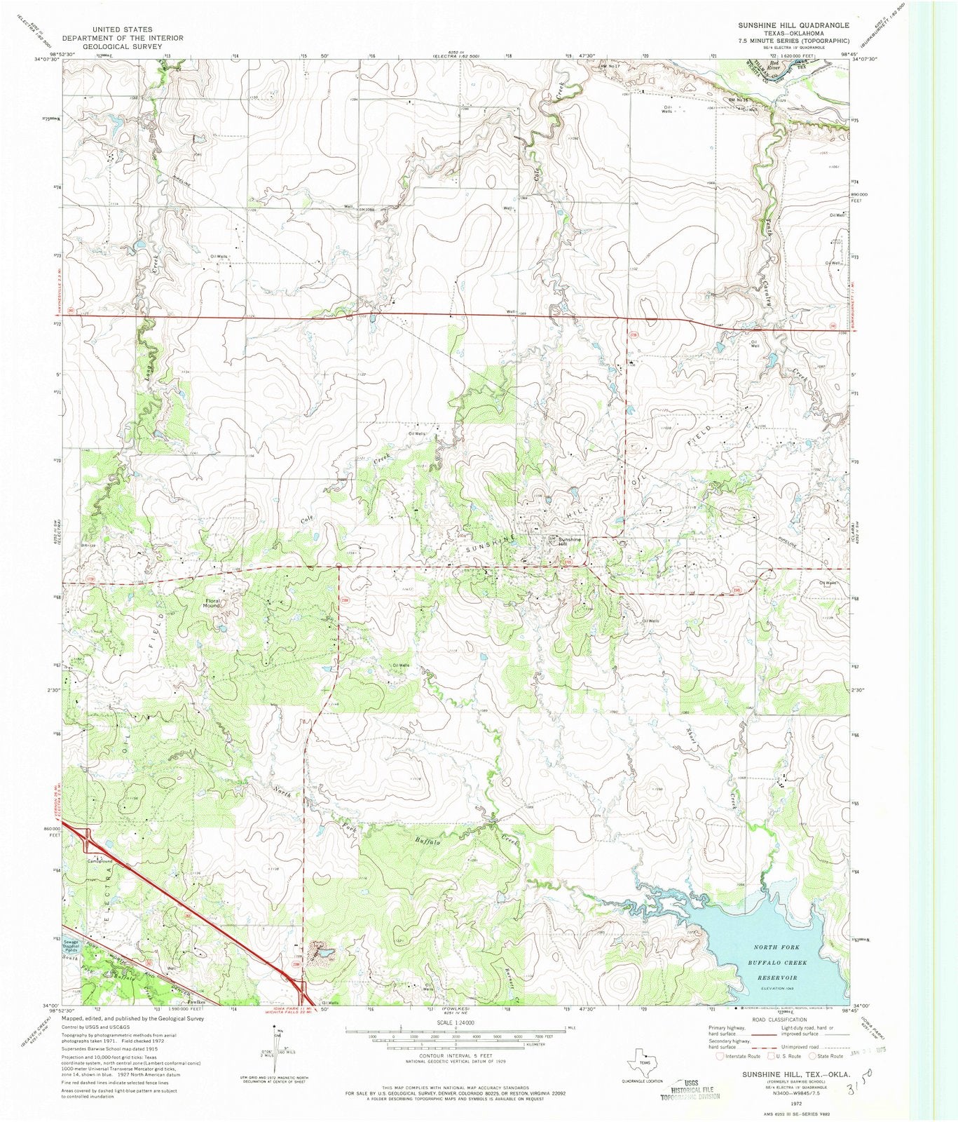 1972 Sunshine Hill, TX - Texas - USGS Topographic Map