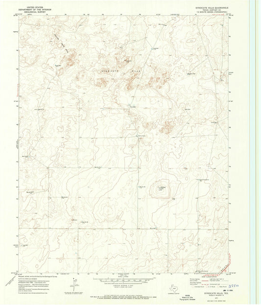 1971 Syndicate Hills, TX - Texas - USGS Topographic Map