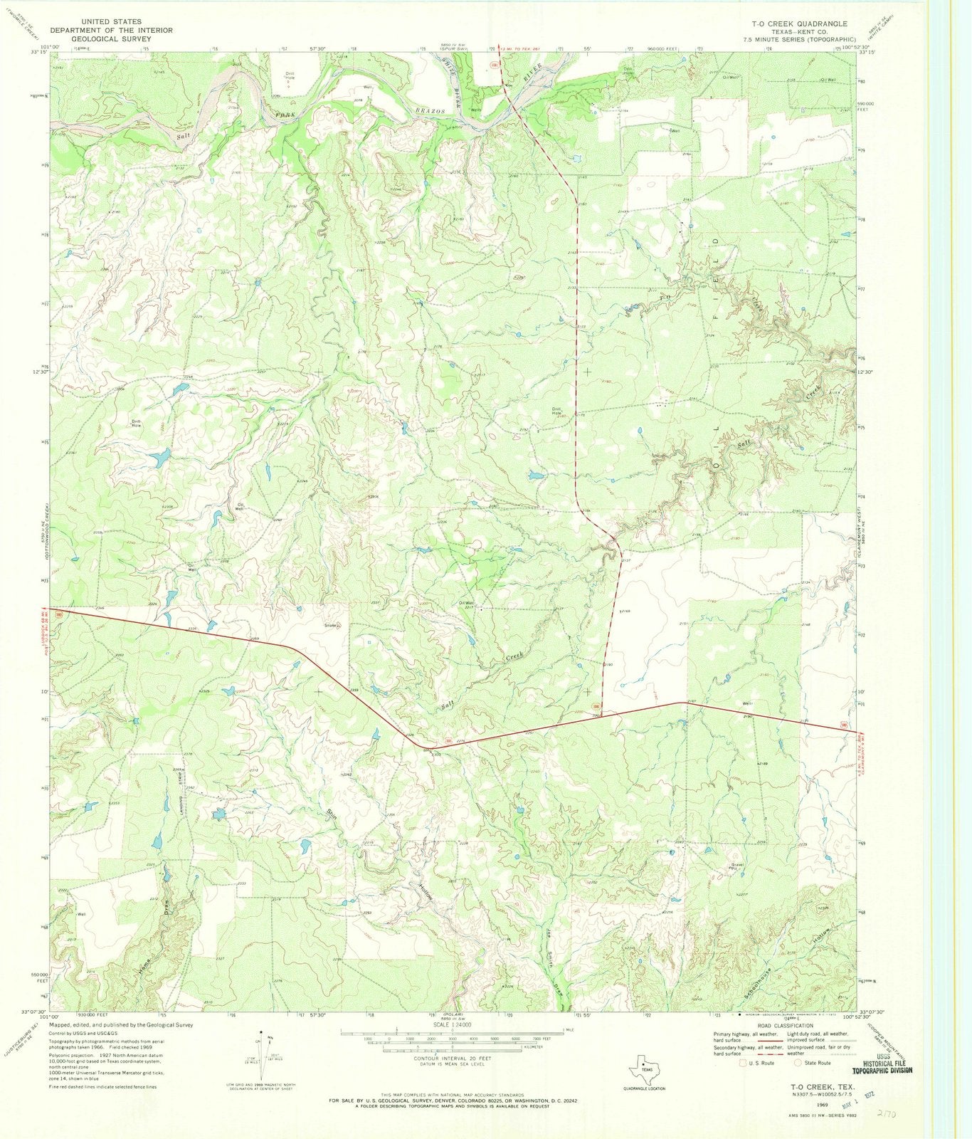 1969 T, TX - Texas - USGS Topographic Map