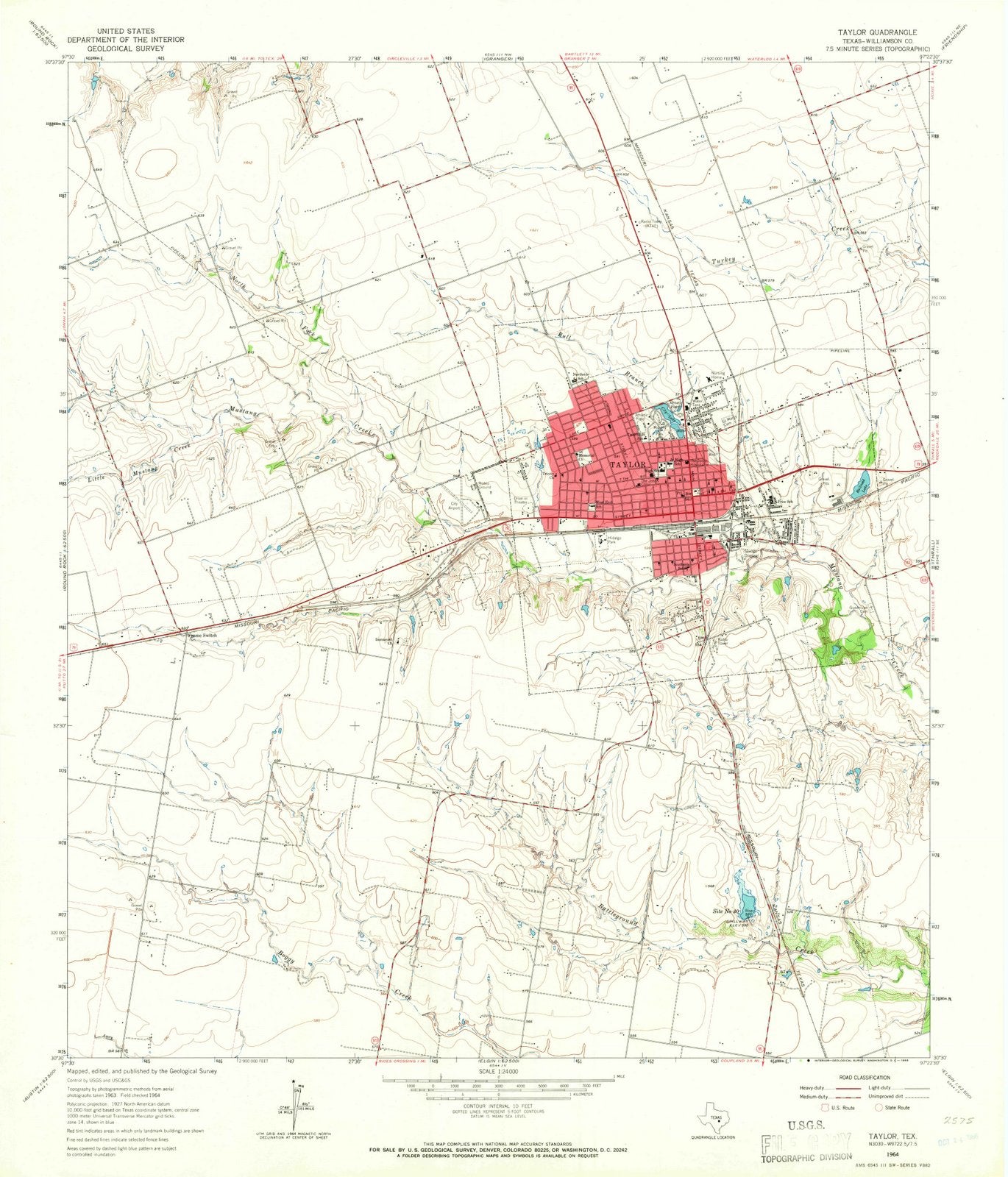 1964 Taylor, TX - Texas - USGS Topographic Map