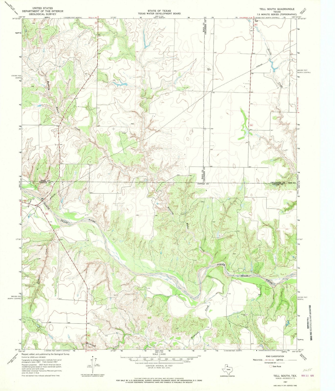 1967 Tell South, TX - Texas - USGS Topographic Map