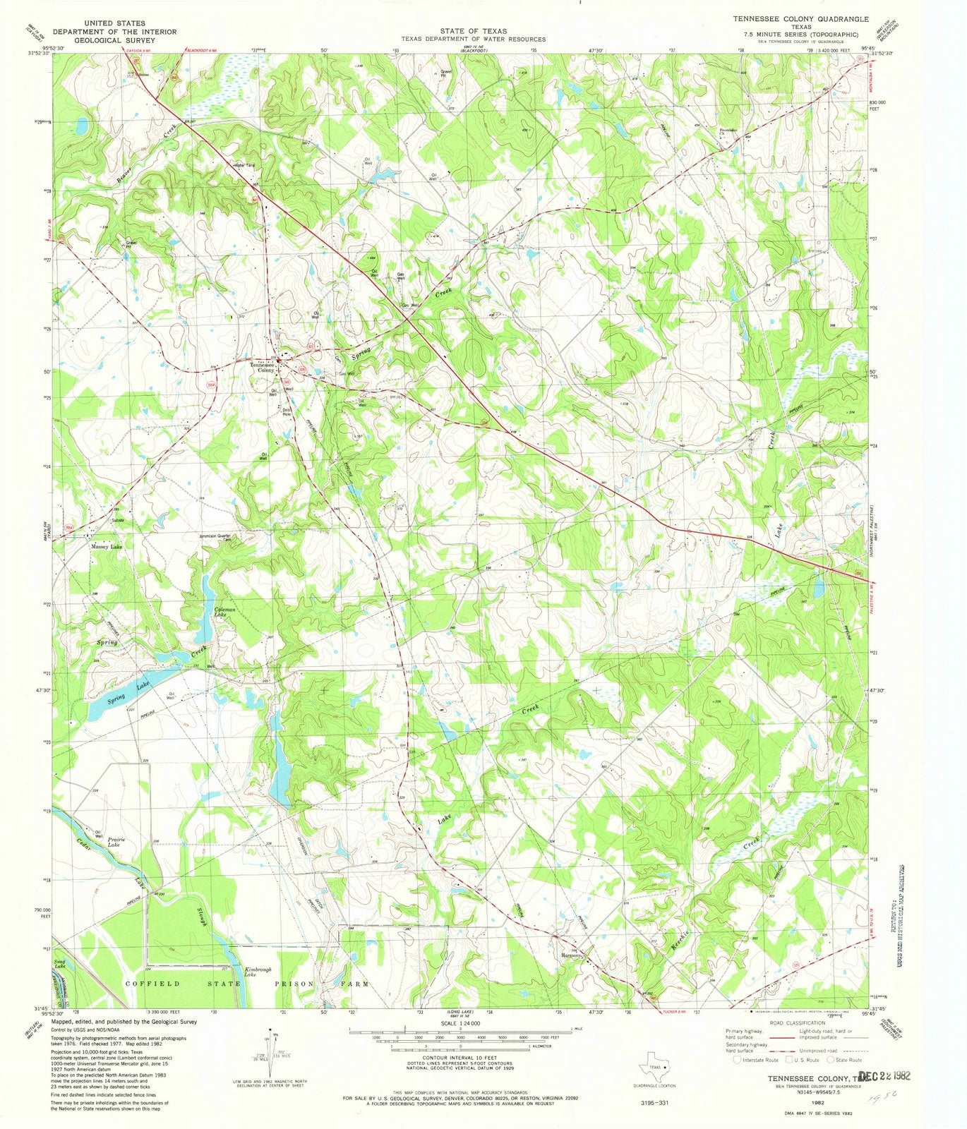 1982 Tennessee Colony, TX - Texas - USGS Topographic Map