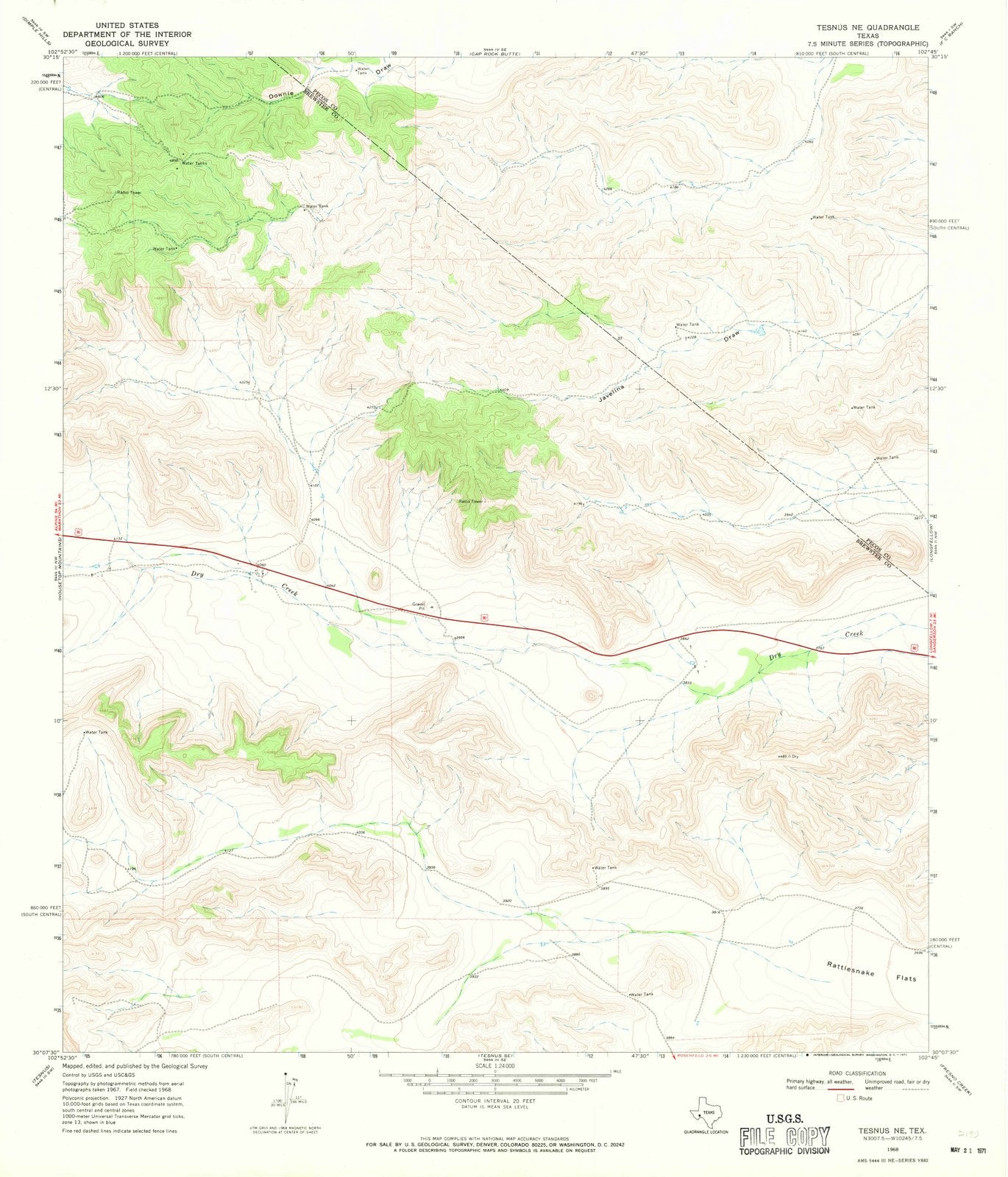 1968 Tesnus, TX - Texas - USGS Topographic Map