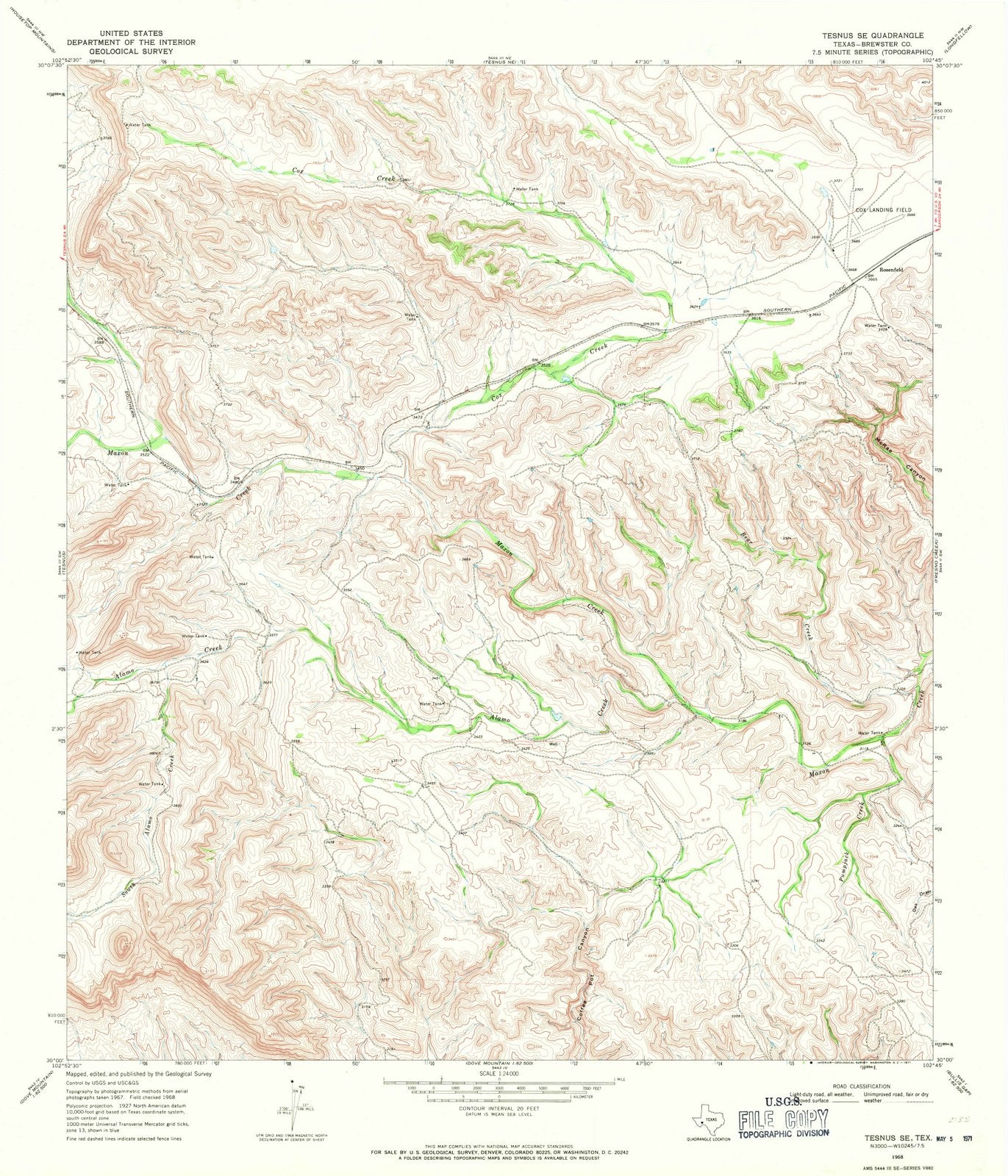 1968 Tesnus, TX - Texas - USGS Topographic Map v2