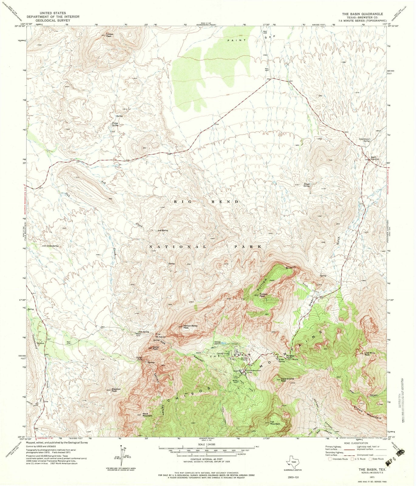 1971 The Basin, TX - Texas - USGS Topographic Map